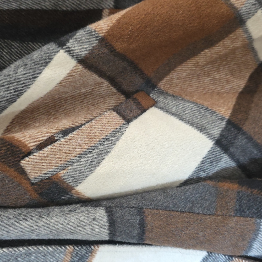 Wool Blend Chicwish Belted  Plaid Wrap Coat - Black, Brown, Gray Size M - Picture 3 of 10